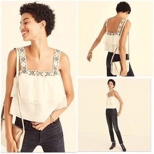 NWT Madewell Embroidered Tiered Crop Top